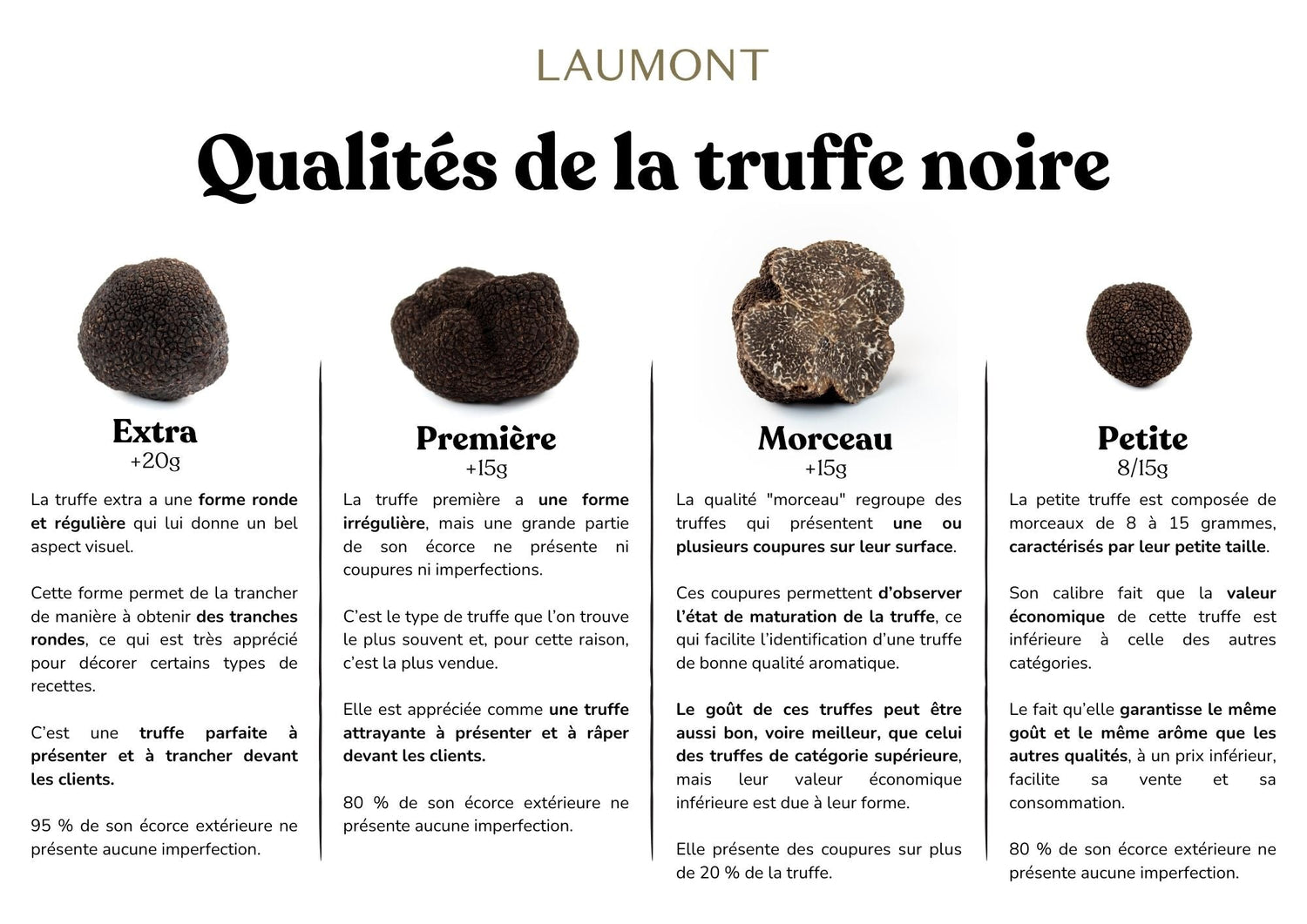 Laumont et les quatre qualités de truffe noire